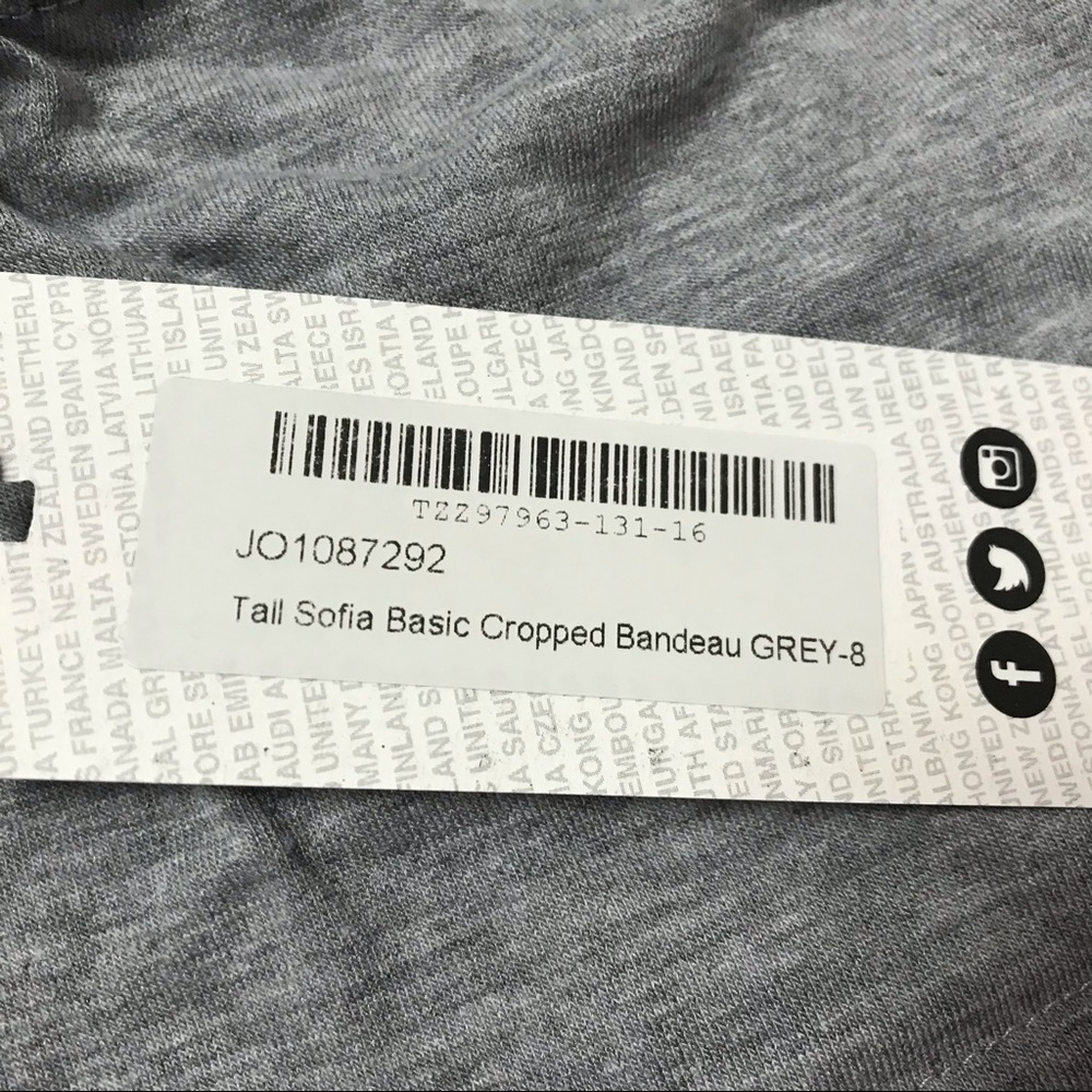 Boohoo Tall Sofia Basic Cropped Bandeau Gray 4 - Picture 2 of 7